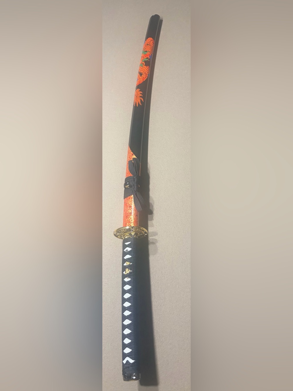 Scorched Dragon Red and Black Katana Display Sword - Unbranded